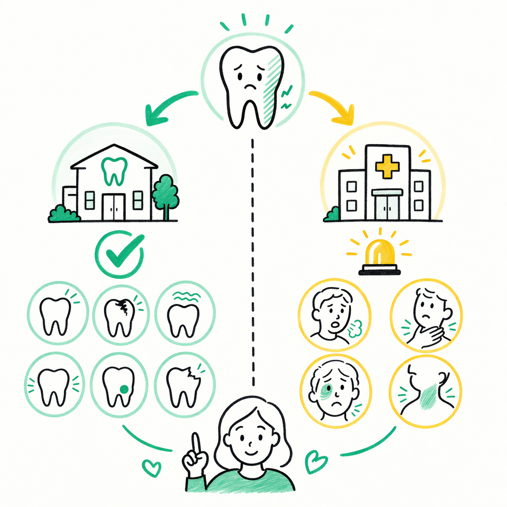 Illustration: Emergency dentist vs the ER for tooth pain