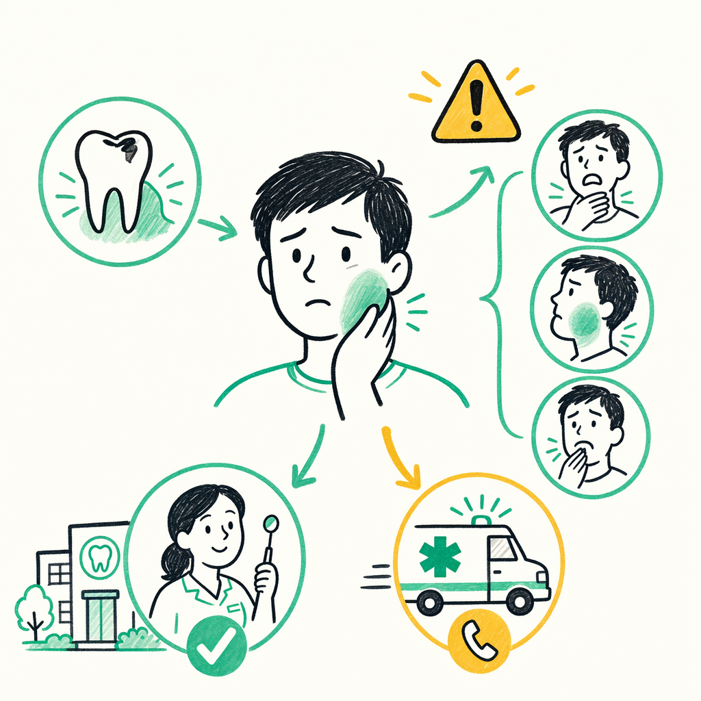 Illustration: Swollen jaw from a tooth infection — what it means