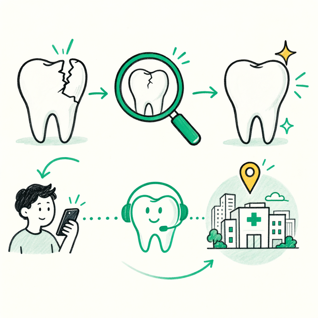 Illustration: Broken and cracked tooth repair