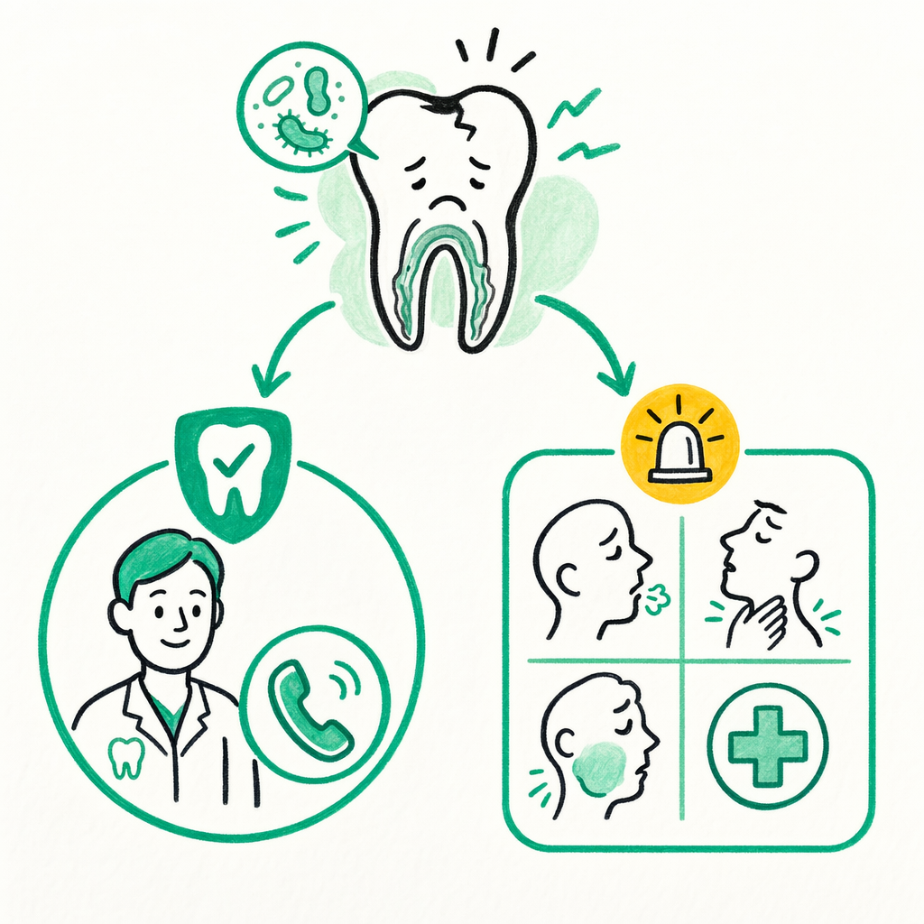Illustration: Emergency root canal for an infected tooth